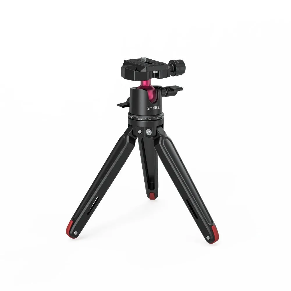 SmallRig Mini Tabletop Tripod and Panoramic Ball Head with Knob and Arca-Type QR Quick Release Plate, 1/4"-20 Screws for Compact DSLR and Action Camera, Smartphones BUT2664