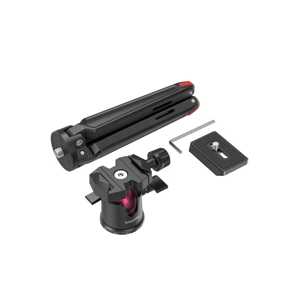 SmallRig Mini Tabletop Tripod and Panoramic Ball Head with Knob and Arca-Type QR Quick Release Plate, 1/4"-20 Screws for Compact DSLR and Action Camera, Smartphones BUT2664
