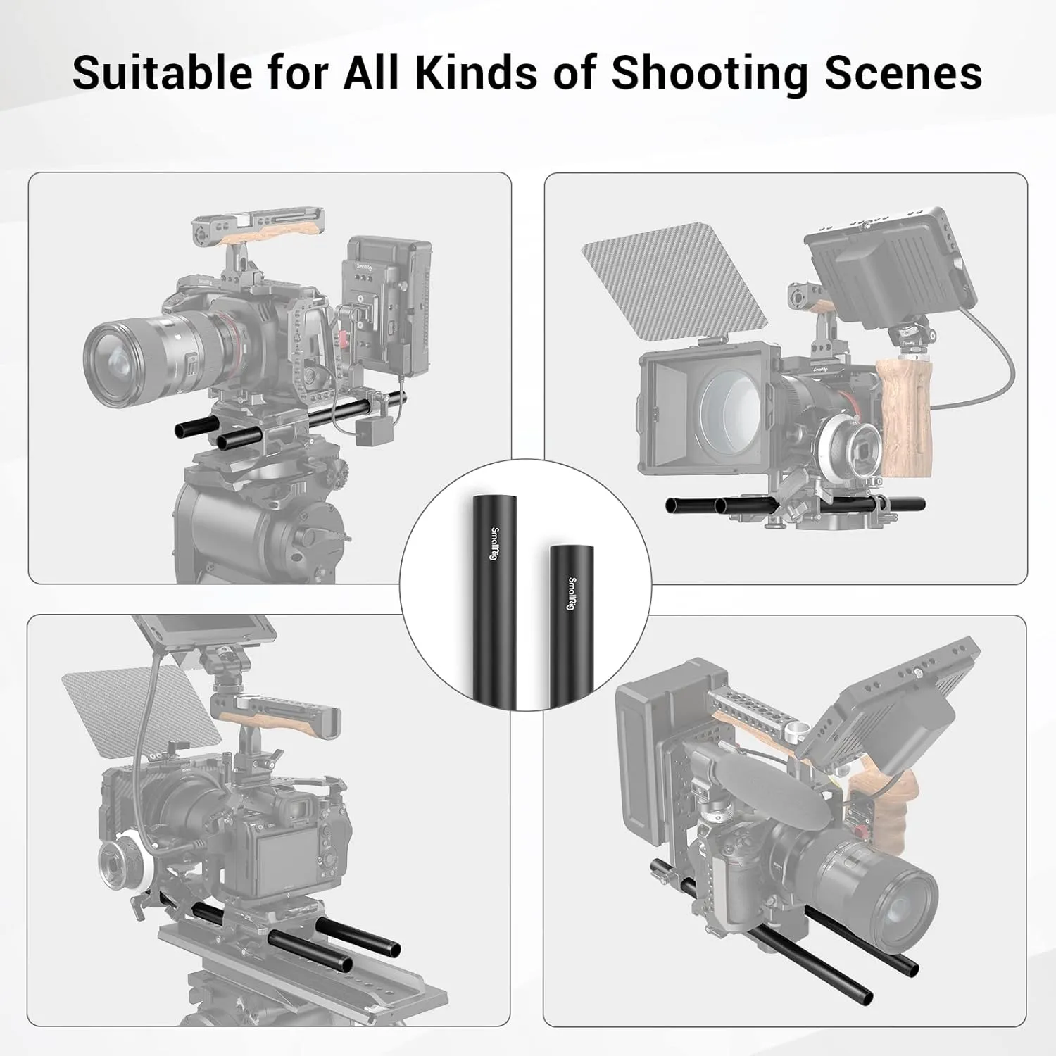 SmallRig Threaded 15mm Aluminum Rod Pack with Connectors