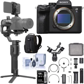 Sony Alpha a7S III Mirrorless Camera with Filmmaker's Kit w/ DJI Ronin-SC 3-Axis Handheld Gimbal Stabilizer Bundle   Backpack   64GB Bundle