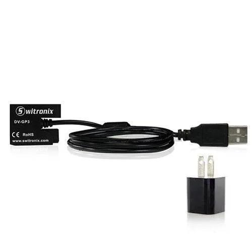Switronix DVGP3USBPS GoPro 3/3  Battery Eliminator USB Power 10-Feet Cable with AC Adaptor (Black)