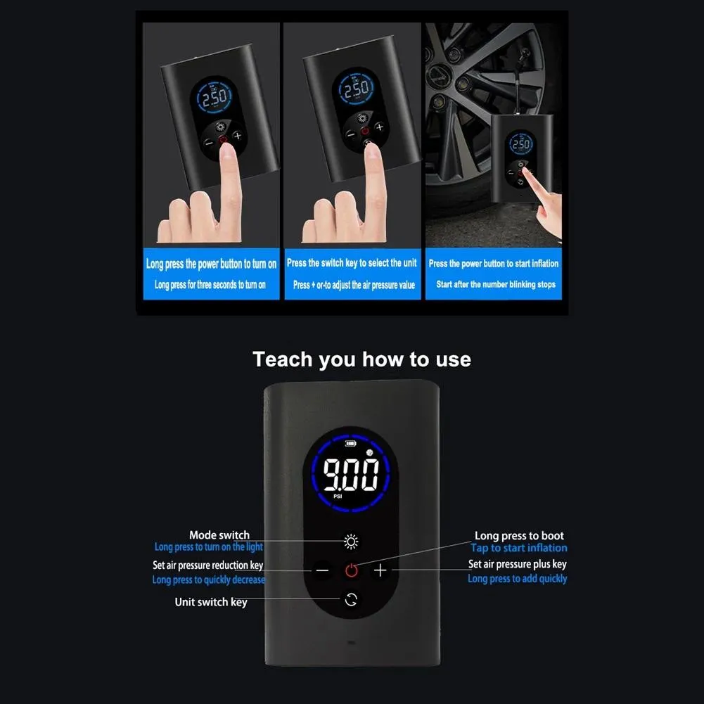 USB Rechargeable Intelligent Air Pump Car Portable