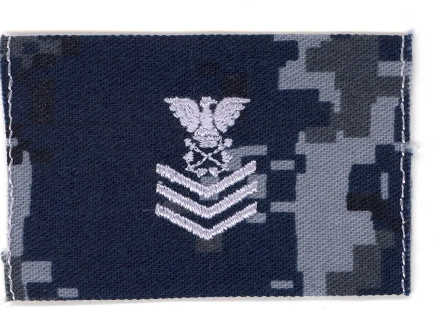 USNSCC / NLCC - PO1 with (3 Stripes) Collar Device on Blue Digital Embroidered