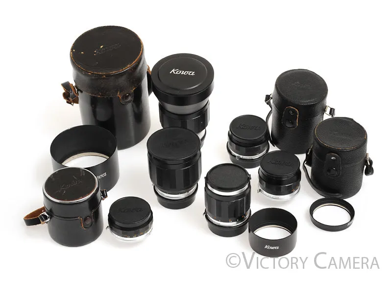 V. Rare Kowa SER Lens Kit, 28mm, 35mm, 50mm, 100mm, 135mm, 200mm -Clean-