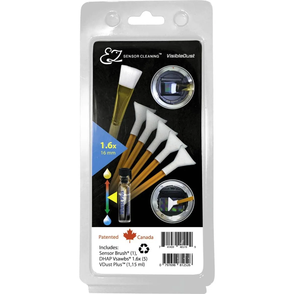 VisibleDust EZ Sensor Cleaning Kit PLUS with VDust Plus, 5 x Orange DHAP 1.6x Vswabs and Sensor Brush
