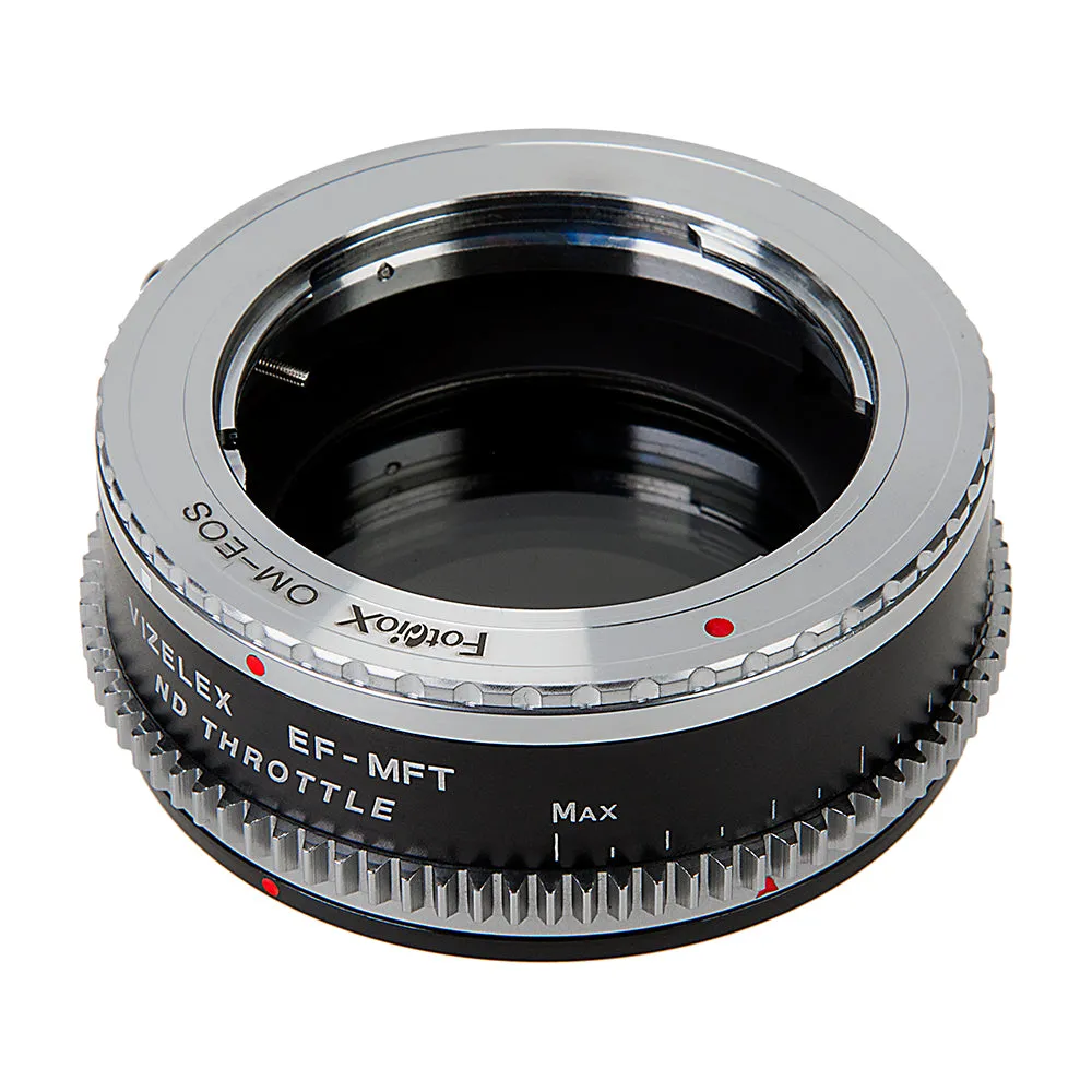 Vizelex Cine ND Throttle Lens Mount Double Adapter - Olympus Zuiko (OM) 35mm SLR & Canon EOS (EF, EF-S) Mount Lenses to Micro Four Thirds (MFT, M4/3) Mount Mirrorless Camera Body, with Built-In Variable ND Filter (2 to 8 Stops)