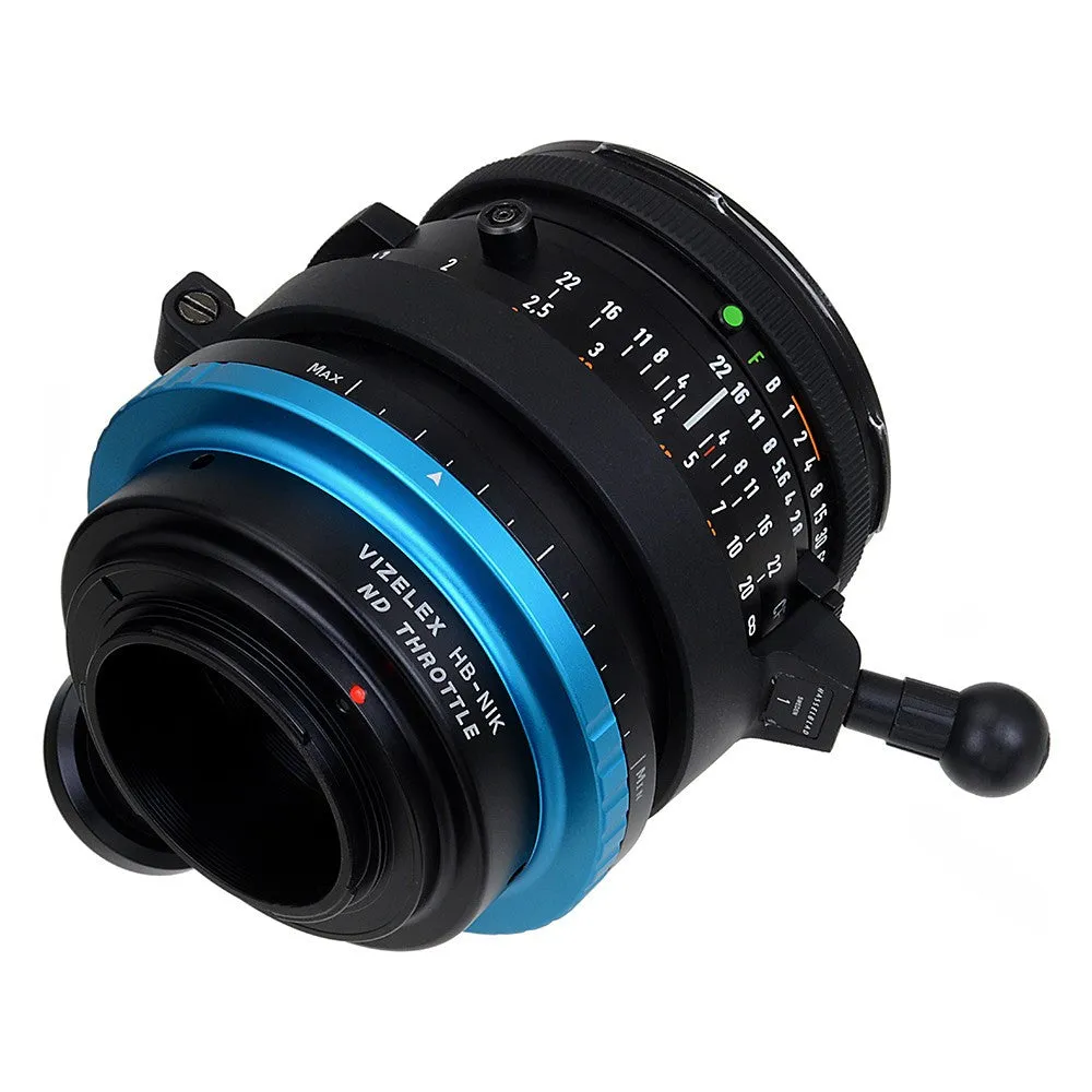 Vizelex ND Throttle Lens Mount Adapter - Hasselblad V-Mount SLR Lens to Nikon F Mount SLR Camera Body with Built-In Variable ND Filter (2 to 8 Stops)