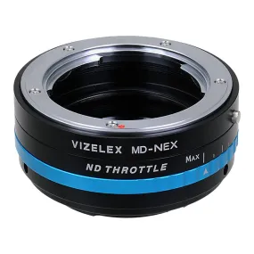 Vizelex ND Throttle Lens Mount Adapter - Minolta Rokkor (SR / MD / MC) SLR Lens to Sony Alpha E-Mount Mirrorless Camera Body with Built-In Variable ND Filter (2 to 8 Stops)